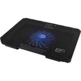 Suport racire laptop SAMUM, ventilator 120 mm iluminat LED, USB, 1200 RPM, pentru laptopuri pana la 15.6 inch, Negru