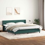 vidaXL Pat box spring cu saltea, verde &icirc;nchis, 180x210 cm, catifea 3318210
