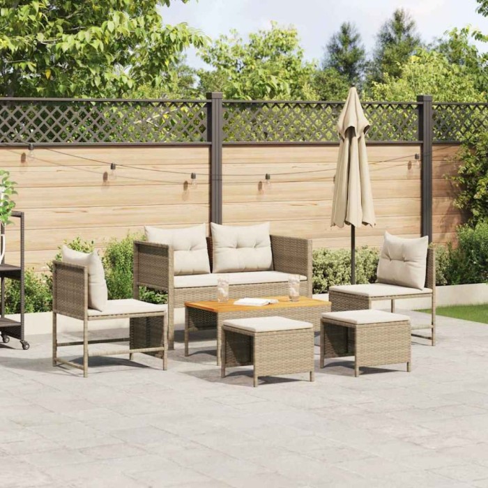 vidaXL Set de canapele pentru grădină 6 pcs Bej și crem poliratan