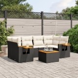 Cumpara ieftin Set canapele de grădină cu perne, 7 piese, negru, poliratan