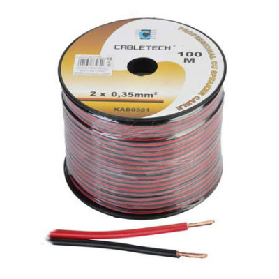 Cablu difuzor Cabletech, 0.35 mm, rola 100 m, negru/rosu foto