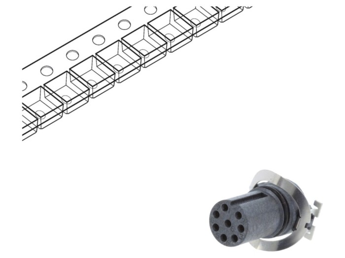 Conector M12 mamă 8 pini pentru PCB