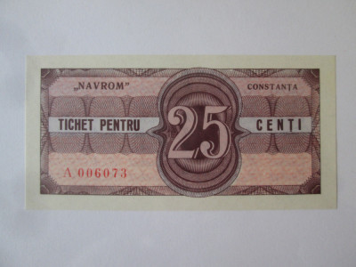 Romania tichet Navrom 25 centi UNC anii 80 foto