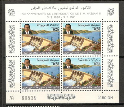 Maroc.1971 10 ani incoronarea Regelui Hassan II-Bl. MM.48 foto