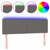 Cumpara ieftin Tablie de pat cu LED, gri, 144x5x78/88 cm, piele ecologica
