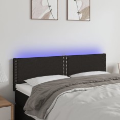 vidaXL Tăblie de pat cu LED, negru, 144x5x78/88 cm, textil 3121472