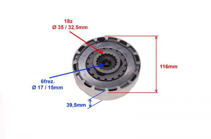 Ambreiaj complet atv 110-125cc semi-automat, 18 dinti, Rival Store