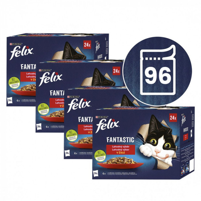 FELIX Fantastic selecție de pliculețe delicioase &icirc;n gelatină - multe pliculețe 96 x 85 g