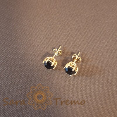 Cercei Placati pe Lobul Urechii cu Cristal Zirconia Negru si Prindere Fluturas foto