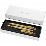 Set 2 Pix si Stilou Pelikan Jazz Noble, prezentat in cutie tip cadou, culoare Yellow Gold