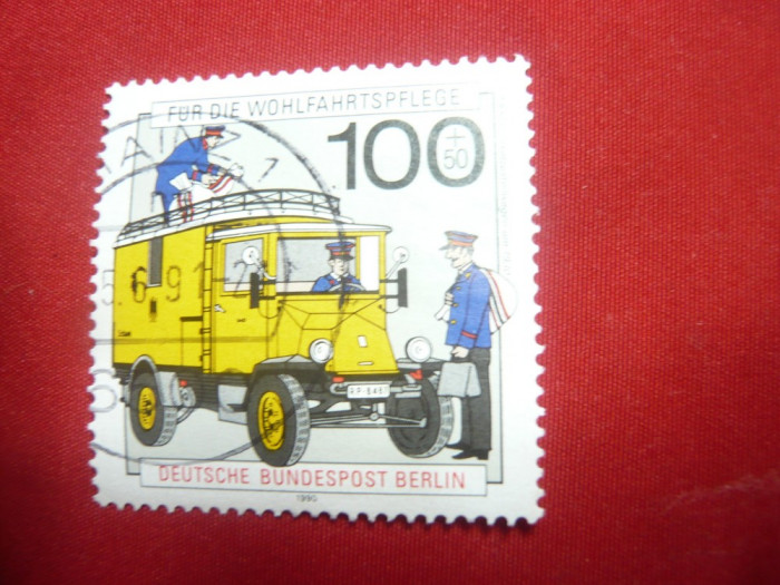 Timbru val.100 - Ziua Postei-1990 Germania-Berlin , 1 valoare stampilata