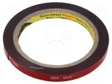 Bandă de fixare 3M, 9mm x 5,5m, acril, rezistentă la temperaturi de p&acirc;nă la 149&deg;C