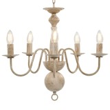 Candelabru antichizat, alb, becuri E14 x 5 GartenMobel Dekor, vidaXL