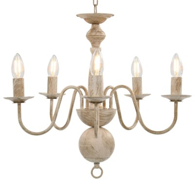 Candelabru antichizat, alb, becuri E14 x 5 foto