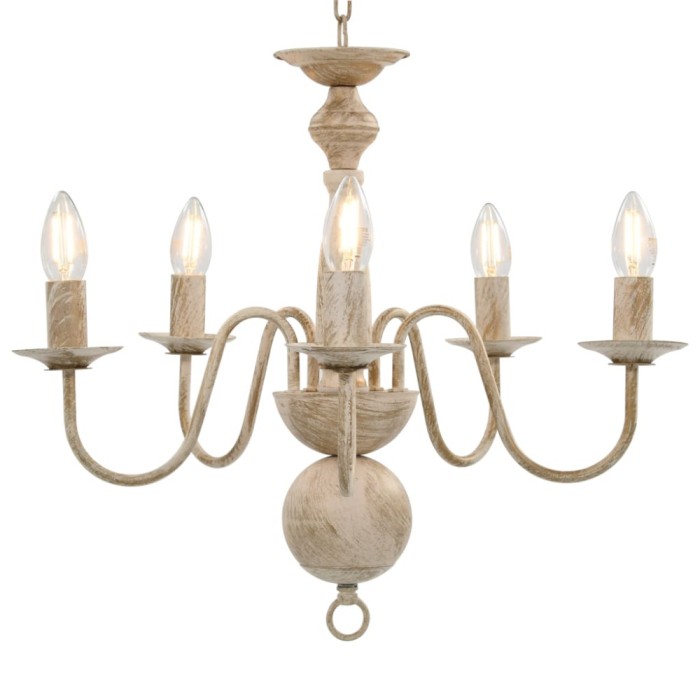 Candelabru antichizat, alb, becuri E14 x 5 GartenMobel Dekor