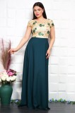 Cumpara ieftin Rochie Ocazie Lunga Verde Yves, Tull Brodat &amp; Lycra, Marimea 40