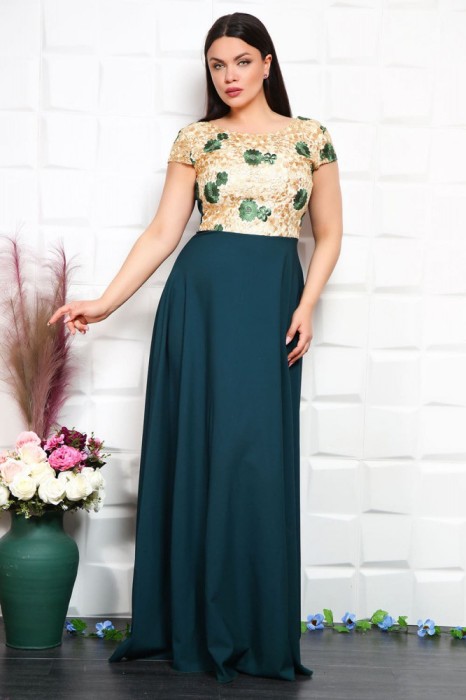 Rochie de ocazie lunga Verde - 40Marimea