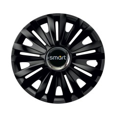 Set 4 capace roti Negre Cu Inel Cromat Royal R16 pentru gama auto Smart