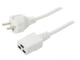 Cablu 3x1mm2 CEE 7/7 cu mufă IEC C19 mamă PVC 2m alb 10A