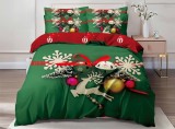 Lenjerie Pat De Craciun Viscolia Cr008, Bumbac, 6 Piese, Fara Elastic, Imprimeu, Verde