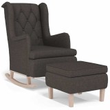 Cumpara ieftin Fotoliu balansoar cu taburet, gri inchis, material textil