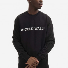 A-COLD-WALL* hanorac de bumbac Essential Logo Crewneck bărbați, culoarea negru, cu imprimeu ACWMW082.-LIGHTORANG
