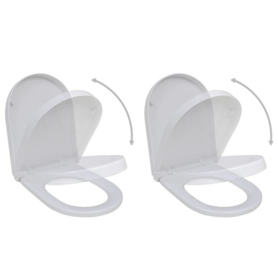 vidaXL Capace WC cu &amp;icirc;nchidere silențioasă, 2 buc., alb, plastic foto