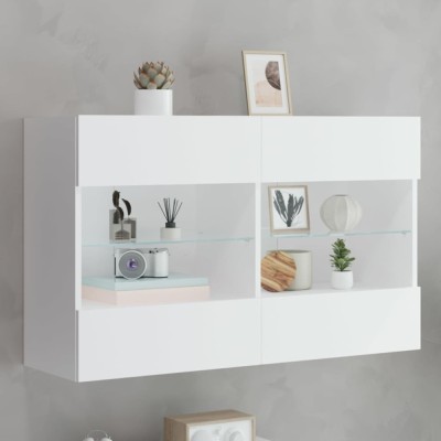 vidaXL Comodă TV de perete cu lumini LED, alb, 98,5x30x60,5 cm 837106 foto