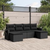 Cumpara ieftin Set mobilier de grădină cu perne, 6 piese, negru, poliratan