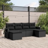 Set mobilier de gradina cu perne, 6 piese, negru, poliratan GartenMobel Dekor, vidaXL