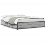 VidaXL Cadru de pat, gri sonoma, 120x200 cm, lemn prelucrat și metal