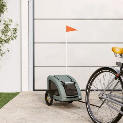vidaXL Remorcă de bicicletă animale companie, gri, textil oxford/fier foto