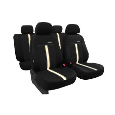 Set Huse Scaune Auto pentru Land Rover Freelander - Pok-Ter GTR, Piele Ecologica, Negru - Bej, 9 piese