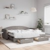 VidaXL Pat de zi cu extensie și sertare, gri taupe, 90x200 cm, textil 3197245