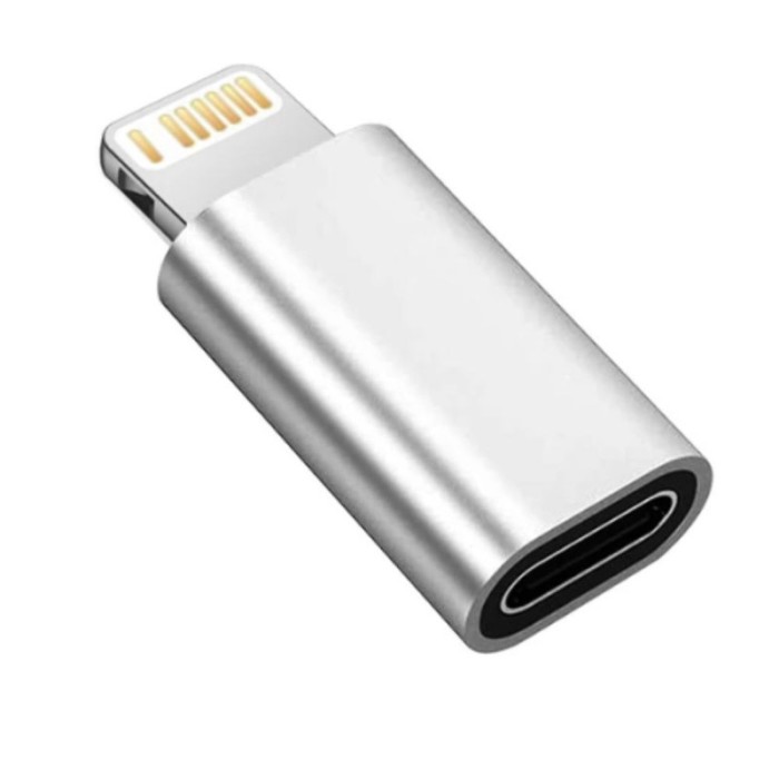 Adaptor Fast Charging, Type-C / Lightning, Redare Muzica si Transfer date, 5A, Argintiu