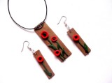 set colier si cercei din fimo cu maci 40764