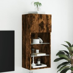 vidaXL Comodă TV cu lumini LED, stejar fumuriu, 40,5x30x90 cm 837051