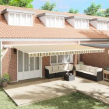 Marchiză manuală retractabilă vidaXL cu LED verde și galben 600x350 cm