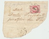 Romania 1868 Carol I cu favoriti 18 bani pe fragment de plic Bacau - Focsani