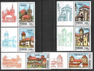 B0124 - Romania 2002 - Cetati 6v.cu vigneta,neuzat,perfecta stare foto