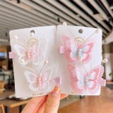 Set de 2 clame cu fluturas si perlute pentru fetite (Culoare: Roz), Superbaby