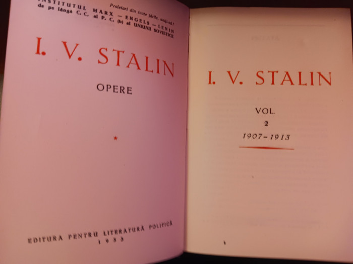 myh 312f - IV Stalin - Opere - volumul 2 - ed 1953
