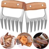 Set de 2 gheare pentru carne Opaceluuk, metal/lemn, 10, 8 x 11, 5 cm