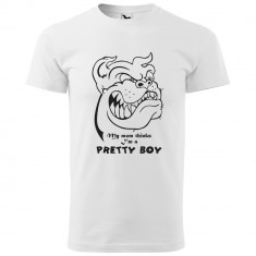 Tricou Barbati Pretty Boy, alb/negru foto