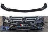 Spoiler Maxton Design potrivit pentru bara de protectie frontala A Design pe Mercedes E-Class, E43 W213 2016-2018, lac negru Performance AutoTuning