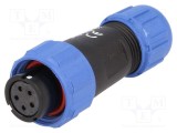 Mufă SP13 mamă WEIPU PIN 5 IP68 4&divide;6,5mm 5A 180V lipire pe cablu