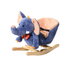 Leagan elefant, balansoar de plus, jucarie moale, leagan pentru copii 60x33x45cm, albastru HOMCOM | Aosom RO