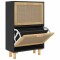 Pantofar, negru, 52x25x80 cm, lemn prelucrat si ratan natural