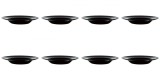 Set farfurii 8 piese, adanci, pentru paste, negre, din opal, diametru 28.5 cm