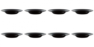 Set farfurii 8 piese, adanci, pentru paste, negre, din opal, diametru 28.5 cm foto